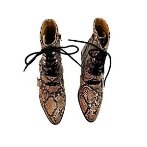 Express Snakeskin Ankle Boots with Black Laces
